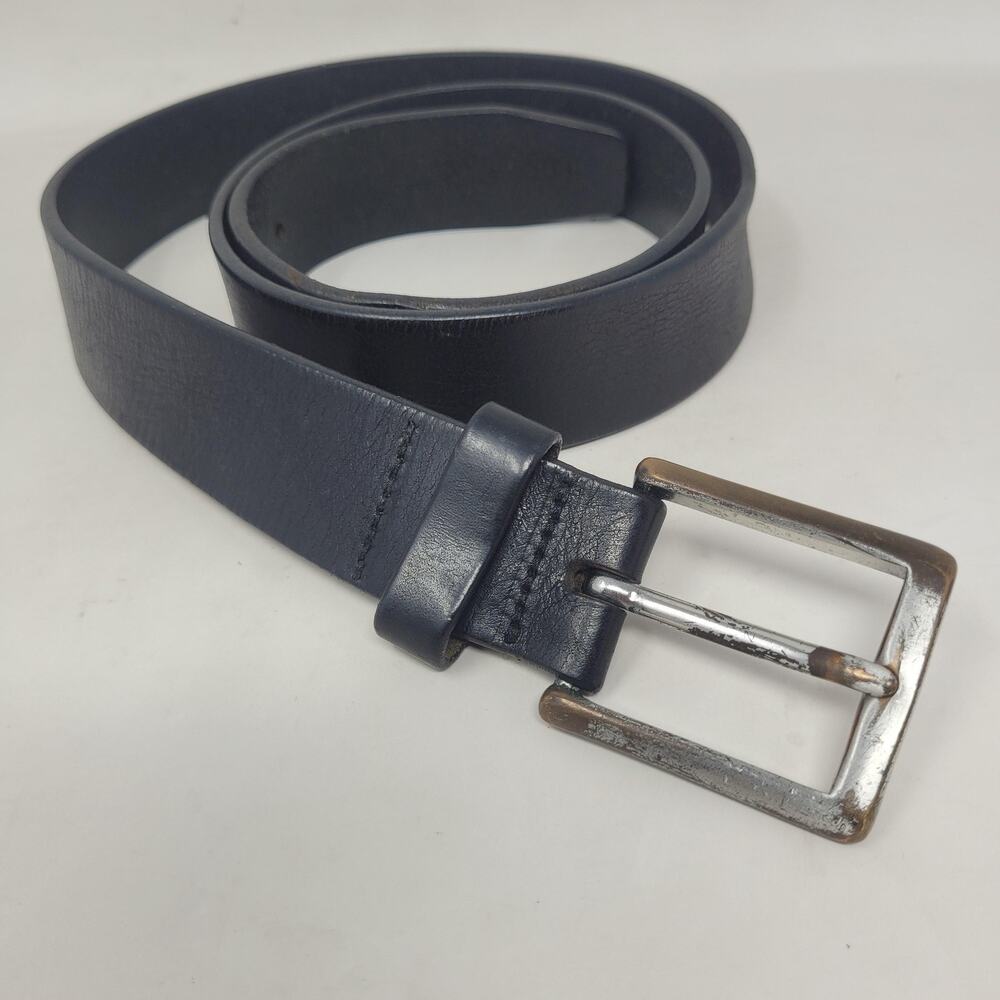 Banana Republic Belt 36 Black Leather Dress Silver Brass Buckle Classic Casual